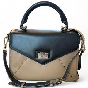 KATE SPADE Terrace Drive Little Nadine Satchel | Black & Camel Leather Crossbody